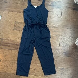 Michael Stars Sz M navy  Blue Sleeveless pant Jumpsuit drawstring